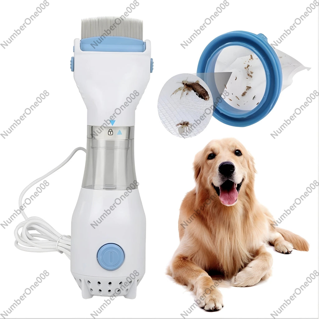 Electric Suction Flea Comb Efficient Cleaning Removing Lice Automatic Clean Comb with Dense Teeth for Dog/Cat Pet Grooming Tool