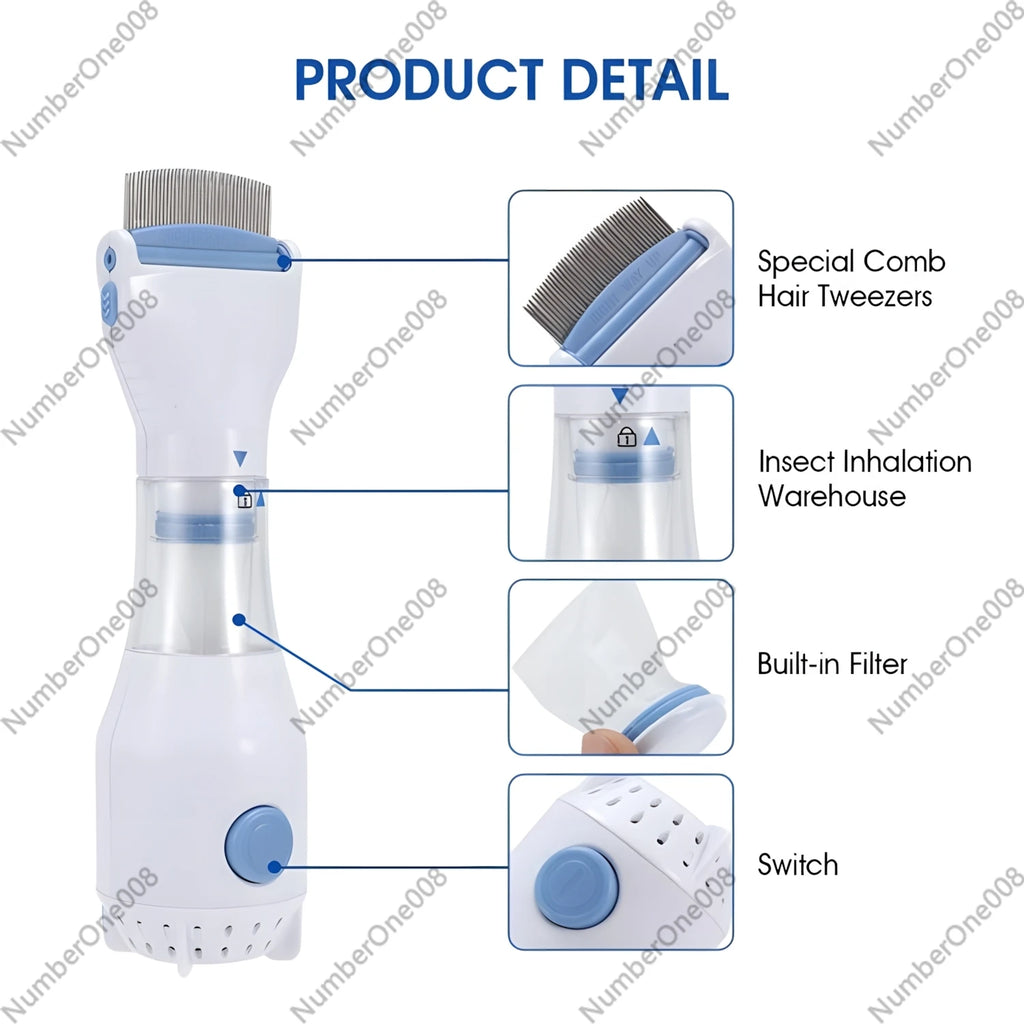 Electric Suction Flea Comb Efficient Cleaning Removing Lice Automatic Clean Comb with Dense Teeth for Dog/Cat Pet Grooming Tool
